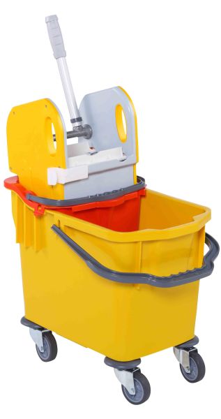 Kleiner Putzwagen mit Presse, gelb